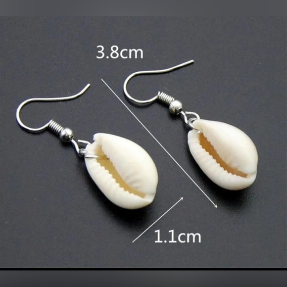 ⭐️NEW⭐️ Natural Coffee Bean Seashell Bohemian Nautical Beach Style Earrings - Picture 2 of 4